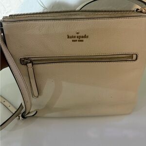 kate spade Cream Leather Crossbody with Front Zip